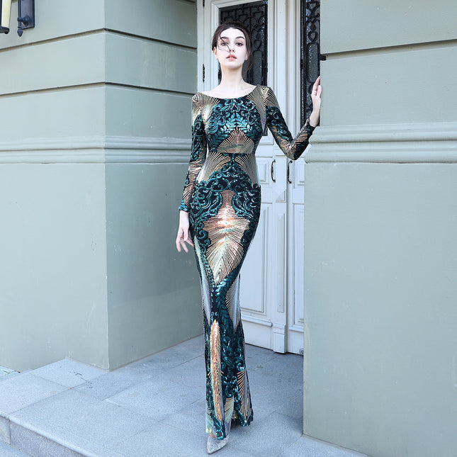 Fashion Stitching Mopping Long Sequin Dress - 𝓢𝓱𝓸𝓹𝓵𝓮𝓬𝔂