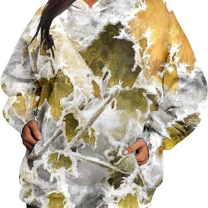 Camouflage Hoodie Maple Leaf Print Oversized Sports Hoodie With Pocket Break - 𝓢𝓱𝓸𝓹𝓵𝓮𝓬𝔂