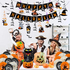 Spooky Halloween Party Decorations - 68 pcs Set includes Balloons, Bunting, Bats