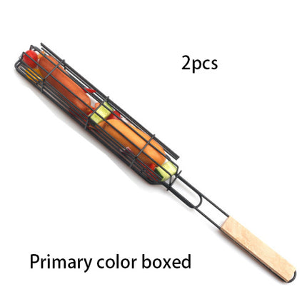 New Mesh Wooden Handle Sausage Clip Barbecue BBQ Tool Rack - 𝓢𝓱𝓸𝓹𝓵𝓮𝓬𝔂