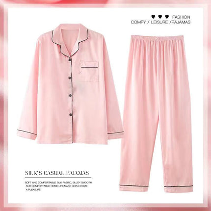 Women's Spring And Autumn Thin Long Sleeve Silk Homewear Two-piece Set - 𝓢𝓱𝓸𝓹𝓵𝓮𝓬𝔂