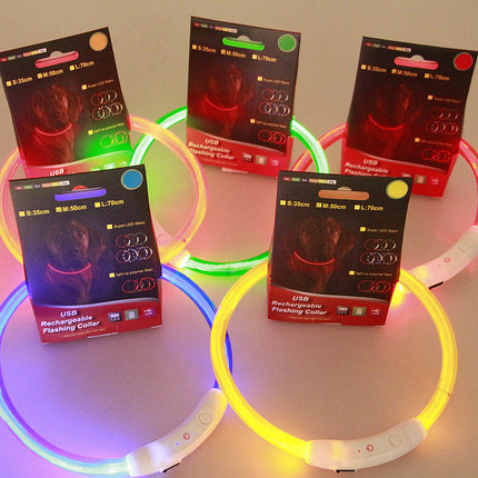 Pet Flashing Collar USB Rechargeable Glowing Necklace Safety Collar Light Up Collars For Night Walking Electric Dog Collar Neon - 𝓢𝓱𝓸𝓹𝓵𝓮𝓬𝔂