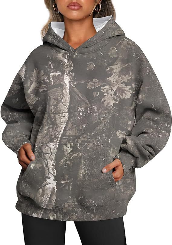 Camouflage Hoodie Maple Leaf Print Oversized Sports Hoodie With Pocket Break - 𝓢𝓱𝓸𝓹𝓵𝓮𝓬𝔂