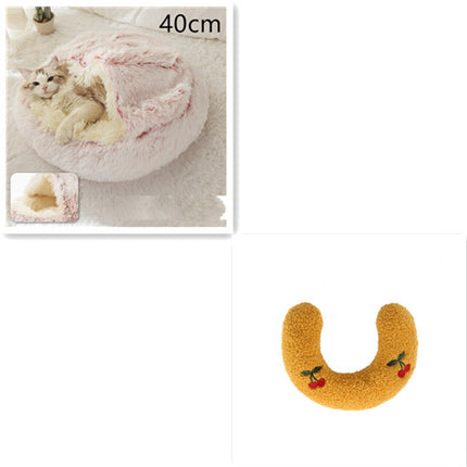 2 In 1 Dog And Cat Bed Pet Winter Bed Round Plush Warm Bed House Soft Long Plush Pets Bed Pet Products - 𝓢𝓱𝓸𝓹𝓵𝓮𝓬𝔂