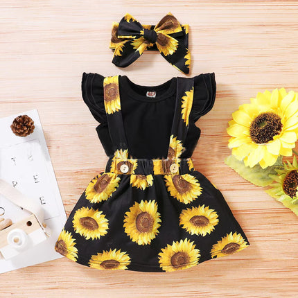 SUNFLOWER Printing Suit Romper Three-piece Suit - 𝓢𝓱𝓸𝓹𝓵𝓮𝓬𝔂