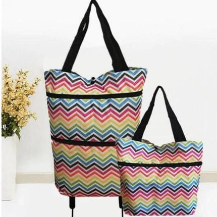 2 in 1 Foldable Shopping Cart with Wheels Premium Oxford Fabric Multifunction Shopping Bag Organizer High Capacity - 𝓢𝓱𝓸𝓹𝓵𝓮𝓬𝔂