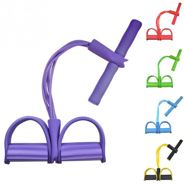 Natural Latex Foot Pedal Elastic Pull Rope with Handle Fitness Equipment Bodybuilding Expander - 𝓢𝓱𝓸𝓹𝓵𝓮𝓬𝔂