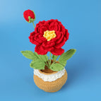 Red Peony Wool Potted Plant