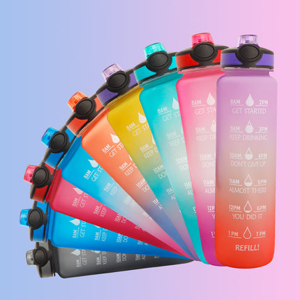 1L Tritan Water Bottle With Time Marker Bounce Cover Motivational Water Bottle Cycling Leakproof Cup For Sports Fitness Bottles - 𝓢𝓱𝓸𝓹𝓵𝓮𝓬𝔂