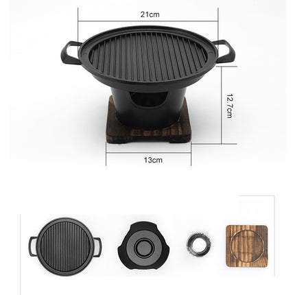 Mini BBQ Grill Alcohol Stove Home Smokeless Barbecue Grill Outdoor BBQ Plate Roasting Meat Tools - 𝓢𝓱𝓸𝓹𝓵𝓮𝓬𝔂