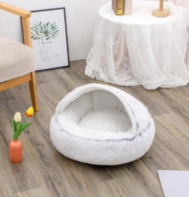 2 In 1 Dog And Cat Bed Pet Winter Bed Round Plush Warm Bed House Soft Long Plush Pets Bed Pet Products - 𝓢𝓱𝓸𝓹𝓵𝓮𝓬𝔂