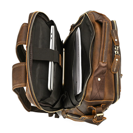 Retro Men's Backpack Cowhide Large Capacity 15-inch Computer Bag - 𝓢𝓱𝓸𝓹𝓵𝓮𝓬𝔂