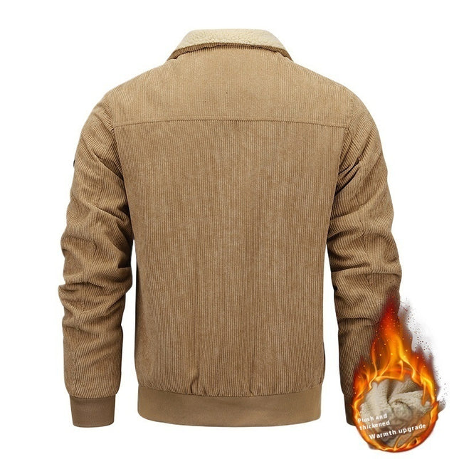 Winter Lapel Fleece Jacket With Pockets Warm Thicken Cotton Coat Men's Clothing - 𝓢𝓱𝓸𝓹𝓵𝓮𝓬𝔂