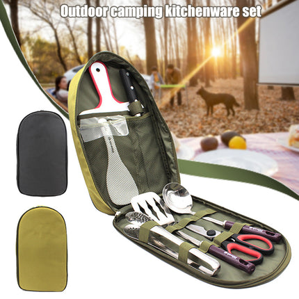 8pcs Camp Kitchen Cooking Utensil Set Travel Organizer Grill Accessories Portable Compact Gear For BBQ Camping Hiking - 𝓢𝓱𝓸𝓹𝓵𝓮𝓬𝔂