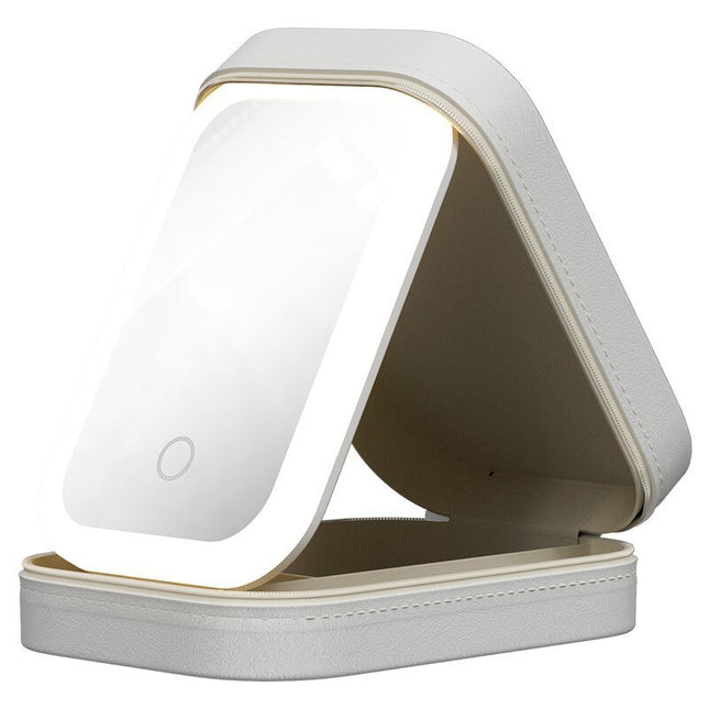 Makeup Storage Box With LED Light Mirror Portable Travel Makeup Cosmetics Storage Box Touch Light Storage Organizer - 𝓢𝓱𝓸𝓹𝓵𝓮𝓬𝔂