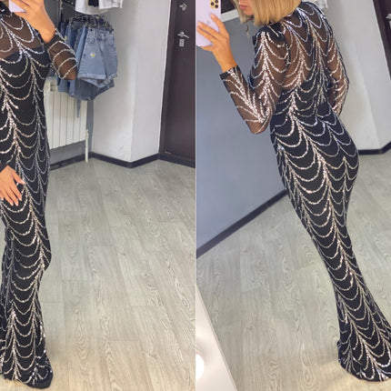Sequins Women Maxi Dresses Long Sleeve Female Party Dresses - 𝓢𝓱𝓸𝓹𝓵𝓮𝓬𝔂