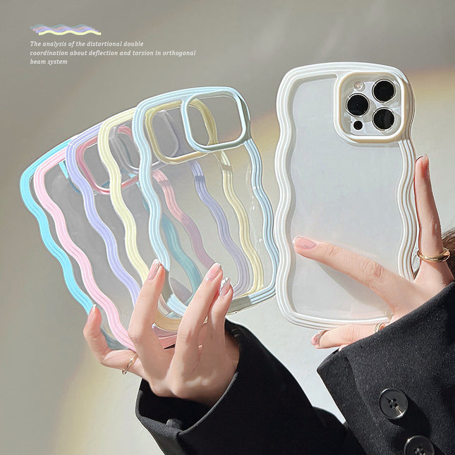 Wave Border Mobile Phone Case Solid Color Simple Candy Color - 𝓢𝓱𝓸𝓹𝓵𝓮𝓬𝔂