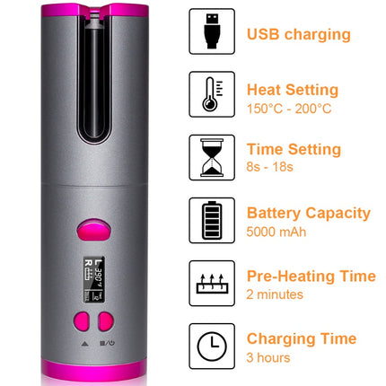 Curling Iron USB Wireless Multifunctional Charging Curler - 𝓢𝓱𝓸𝓹𝓵𝓮𝓬𝔂