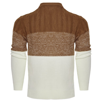 Men's Casual Color Block Long Sleeve Cable Knit Pullover Sweater - 𝓢𝓱𝓸𝓹𝓵𝓮𝓬𝔂