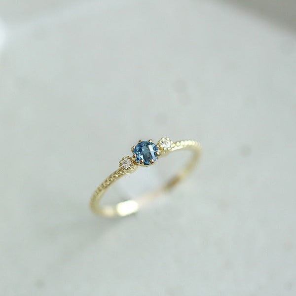 ROMAD Ocean Blue Rhinestone Rings Women Size 105 Gold Silver Finger Rings for Wedding Engagement Simple Bohemian Rings - 𝓢𝓱𝓸𝓹𝓵𝓮𝓬𝔂