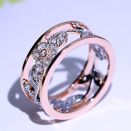 Diamond lucky flower vine leaves birthday present Bridal engagement ring engagement ring - 𝓢𝓱𝓸𝓹𝓵𝓮𝓬𝔂