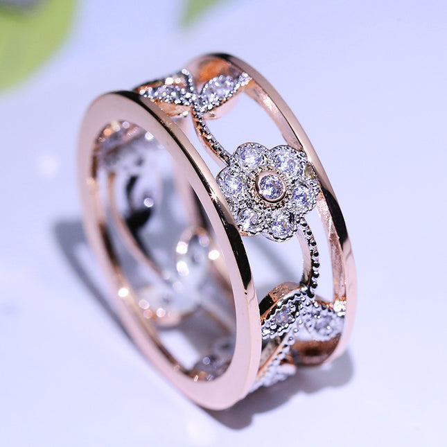 Diamond lucky flower vine leaves birthday present Bridal engagement ring engagement ring - 𝓢𝓱𝓸𝓹𝓵𝓮𝓬𝔂