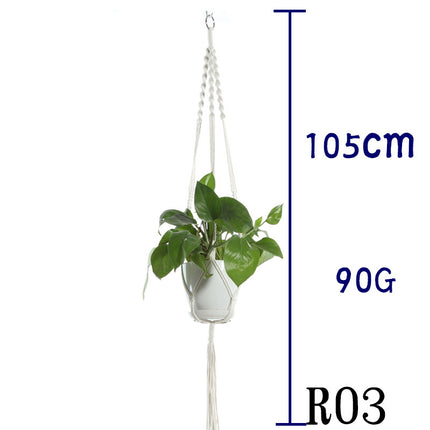 Flower Pot Net Bag Beige Cotton Rope Indoor Plant Hanger Hanging Basket Sling - 𝓢𝓱𝓸𝓹𝓵𝓮𝓬𝔂