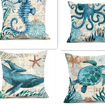 Cushion Covers Sea Turtle Printed Throw Pillow Cases For Home Decor Sofa Chair Seat - 𝓢𝓱𝓸𝓹𝓵𝓮𝓬𝔂