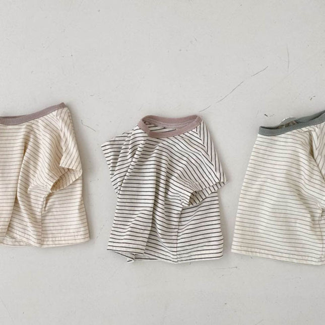 Korean Style Baby Casual Striped Short-sleeved T-shirt - 𝓢𝓱𝓸𝓹𝓵𝓮𝓬𝔂