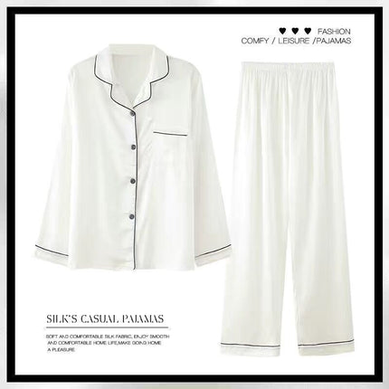 Women's Spring And Autumn Thin Long Sleeve Silk Homewear Two-piece Set - 𝓢𝓱𝓸𝓹𝓵𝓮𝓬𝔂
