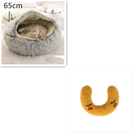 2 In 1 Dog And Cat Bed Pet Winter Bed Round Plush Warm Bed House Soft Long Plush Pets Bed Pet Products - 𝓢𝓱𝓸𝓹𝓵𝓮𝓬𝔂