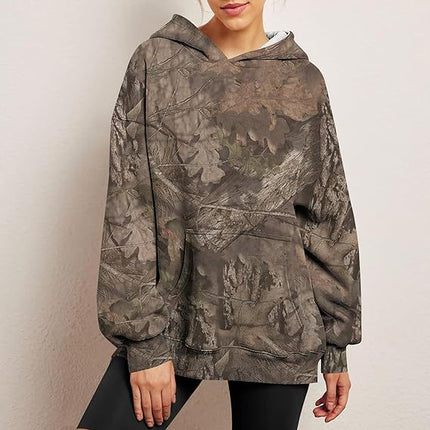 Camouflage Hoodie Maple Leaf Print Oversized Sports Hoodie With Pocket Break - 𝓢𝓱𝓸𝓹𝓵𝓮𝓬𝔂