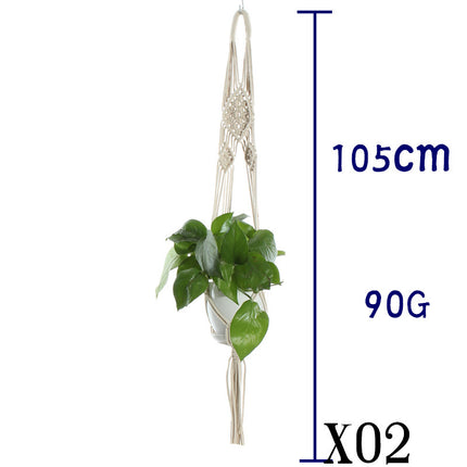 Flower Pot Net Bag Beige Cotton Rope Indoor Plant Hanger Hanging Basket Sling - 𝓢𝓱𝓸𝓹𝓵𝓮𝓬𝔂