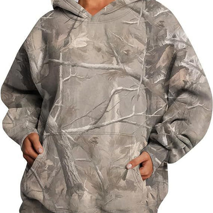 Camouflage Hoodie Maple Leaf Print Oversized Sports Hoodie With Pocket Break - 𝓢𝓱𝓸𝓹𝓵𝓮𝓬𝔂