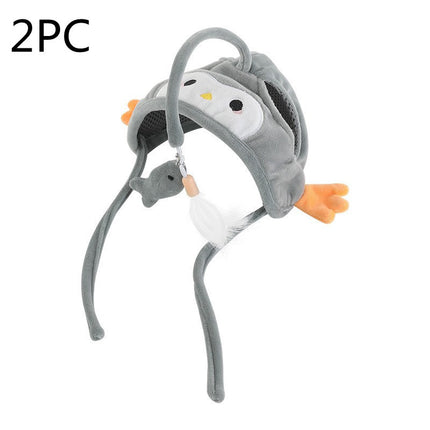 New Head Wearing Feather Funny Cat Stick Funny Cat Toy Stick Gray Big Eye Pet Toys Pet Products - 𝓢𝓱𝓸𝓹𝓵𝓮𝓬𝔂
