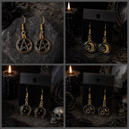 Black and Gold Gothic Halloween Dangle Drop Earrings