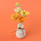 Orange Plaid Wool Vase