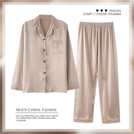 Women's Spring And Autumn Thin Long Sleeve Silk Homewear Two-piece Set - 𝓢𝓱𝓸𝓹𝓵𝓮𝓬𝔂