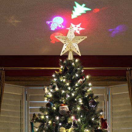 Christmas Tree Top Light Star Snowflake Shape LED Laser Projector Lights Christmas Tree Ornament - 𝓢𝓱𝓸𝓹𝓵𝓮𝓬𝔂
