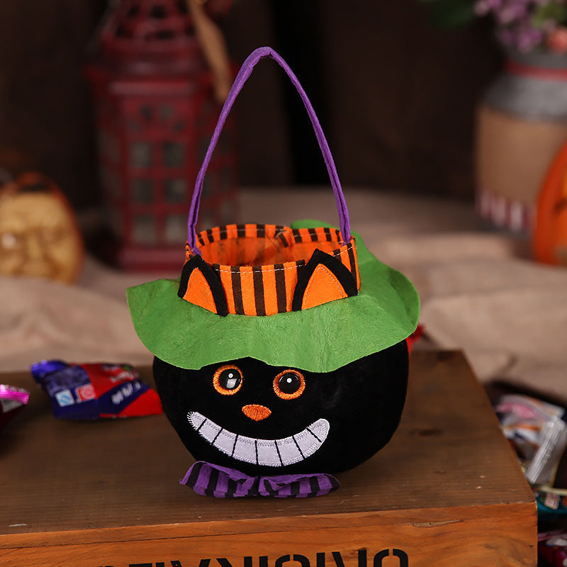 Cute Halloween Candy Bag Halloween Pumpkin Pattern Portable Handbag Cosplay Props Gift Basket Kids Gifts