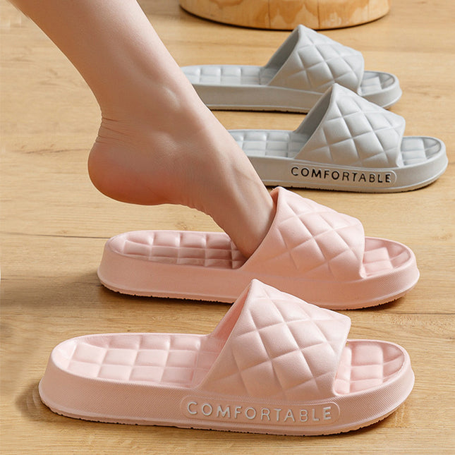 Men's Home Slippers With Plaid Design Soft-soled Silent Indoor Floor Bathing Slippers Women House Shoes Summer - 𝓢𝓱𝓸𝓹𝓵𝓮𝓬𝔂