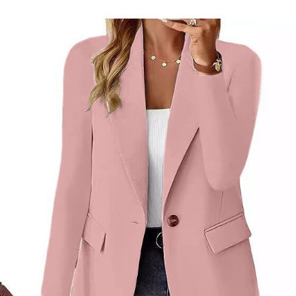 Polyester Autumn Long Sleeve Solid Color Cardigan Small Suit Jacket For Women - 𝓢𝓱𝓸𝓹𝓵𝓮𝓬𝔂