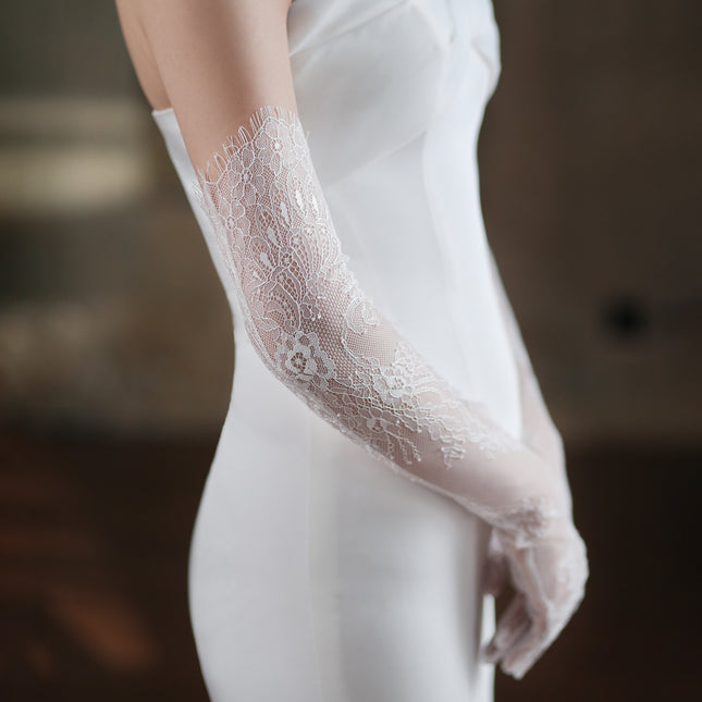 New Super Fairy White Lace Tulle Bride Photo Gloves - 𝓢𝓱𝓸𝓹𝓵𝓮𝓬𝔂