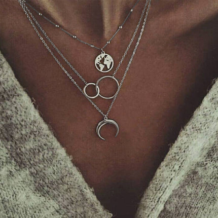Fashionable Multilayer Boho Moon Map Necklace - 𝓢𝓱𝓸𝓹𝓵𝓮𝓬𝔂