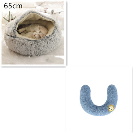 2 In 1 Dog And Cat Bed Pet Winter Bed Round Plush Warm Bed House Soft Long Plush Pets Bed Pet Products - 𝓢𝓱𝓸𝓹𝓵𝓮𝓬𝔂