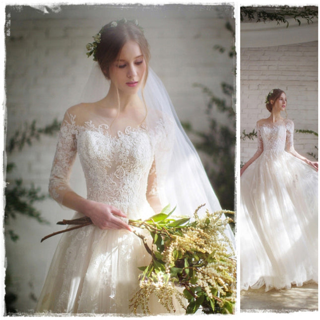 Wedding Dress Bride Lace Sleeves Dress - 𝓢𝓱𝓸𝓹𝓵𝓮𝓬𝔂