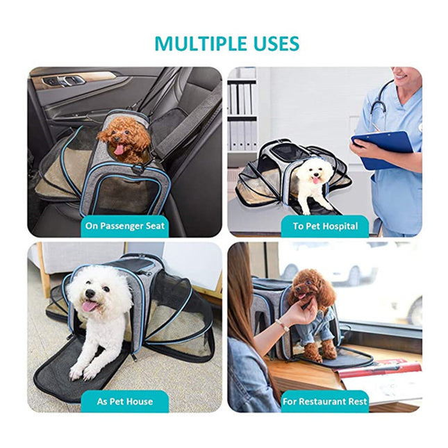 Carrier For Cat Pet Airline Approved Expandable Foldable Soft Dog Carrier Opened Doors Reflective Tapes Cat Travel Bag - 𝓢𝓱𝓸𝓹𝓵𝓮𝓬𝔂