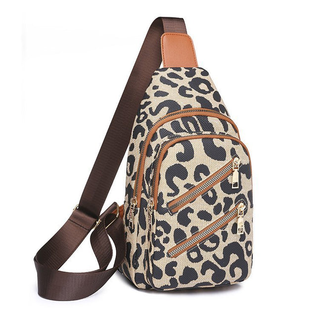 Leopard Print Sling Chest Bag With Headphone Jack Crossbody Backpack Shoulder Bag Women - 𝓢𝓱𝓸𝓹𝓵𝓮𝓬𝔂