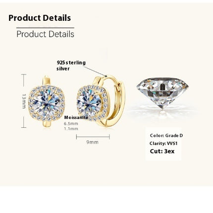 S925 Silver Moissanite Earrings Classic Elegant Square Bag - 𝓢𝓱𝓸𝓹𝓵𝓮𝓬𝔂