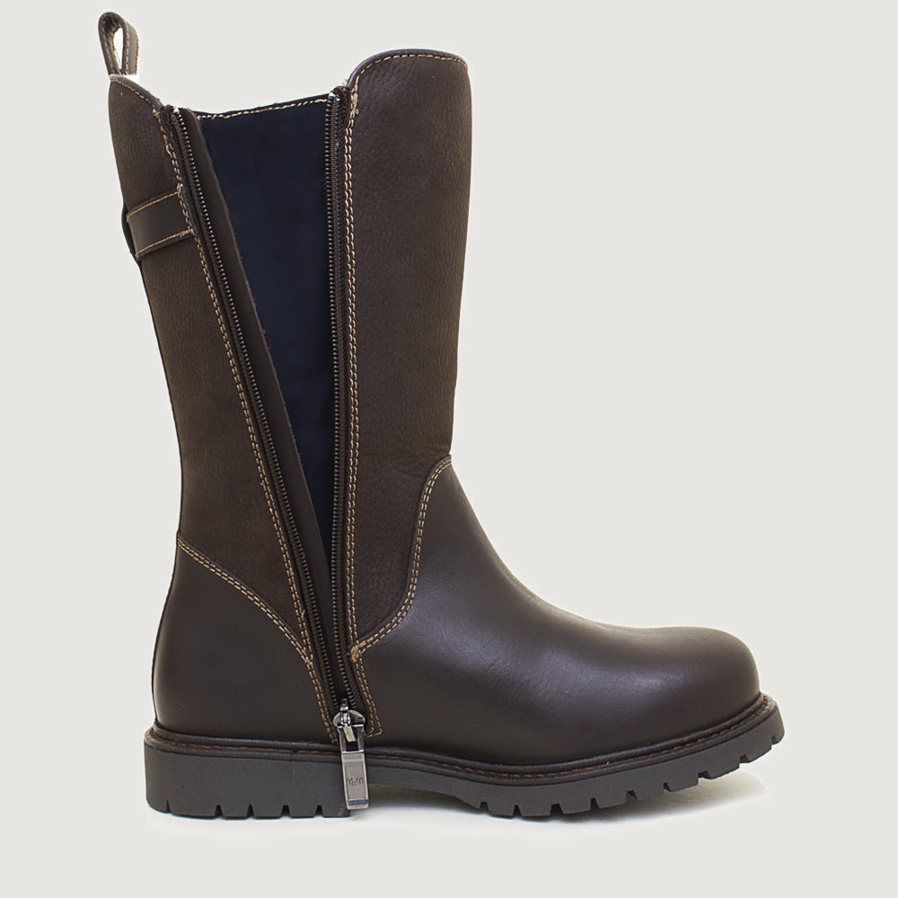 Quebec Waterproof Zip Up Mid Calf Boots - Brown
